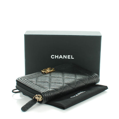Chanel Caviar Quilted Small Boy Zip Around Wallet Black 4 of 8