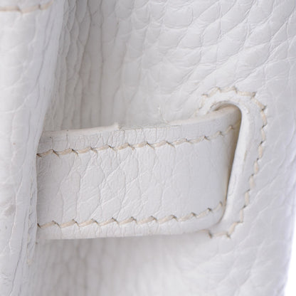 Hermes Toile Taurillon Clemence Birkin 35 White 24 of 41