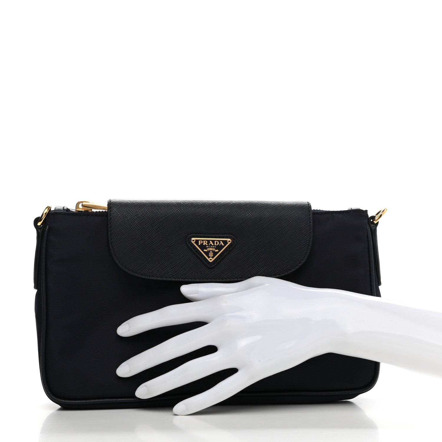 Prada Tessuto Nylon Saffiano Crossbody Bag Baltico 2 of 7