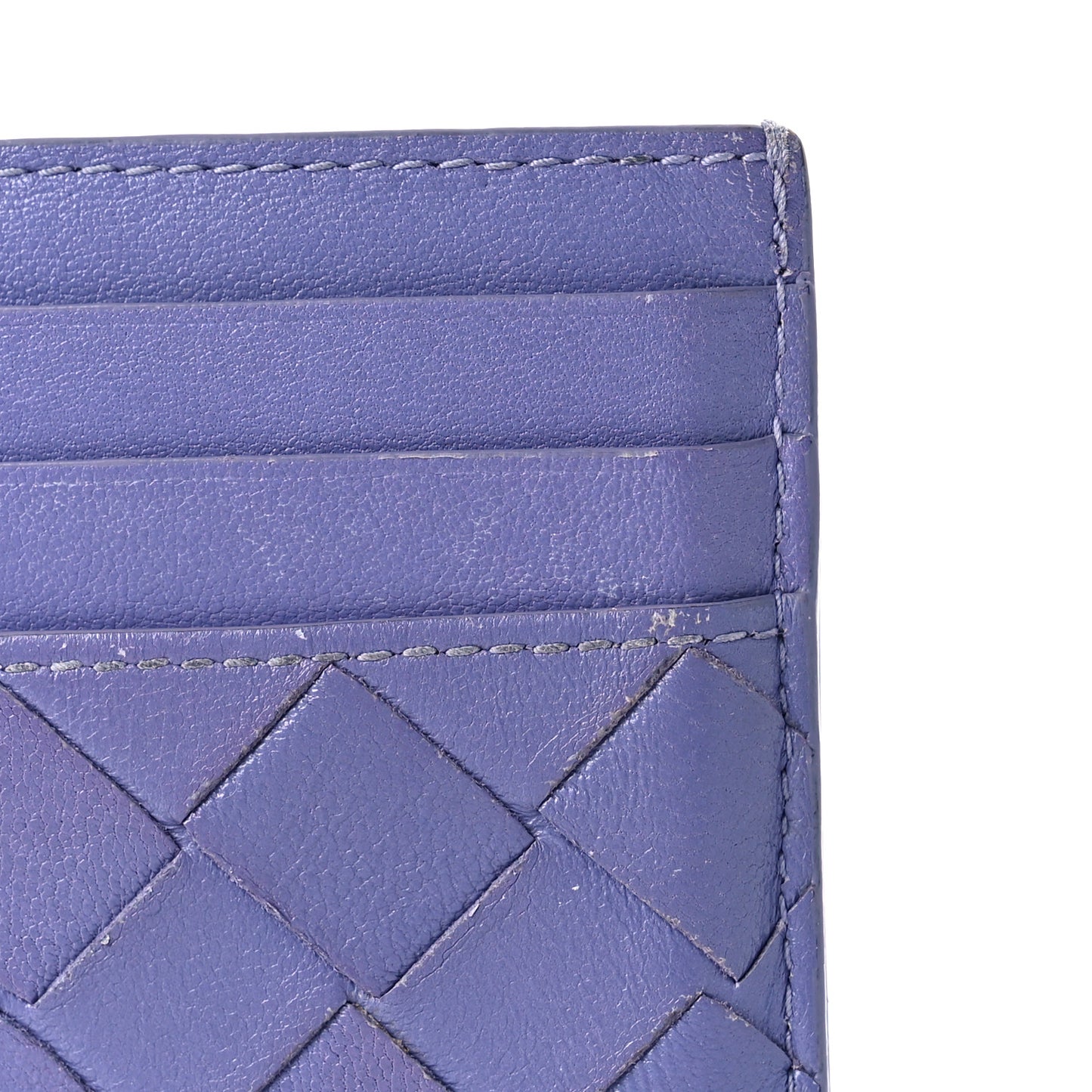 Nappa Intrecciato Woven Card Holder Purple