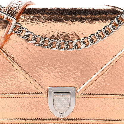 Christian Dior Metallic Ceramic Effect Deerskin Medium Diorama Flap Bag Gold 11 of 12