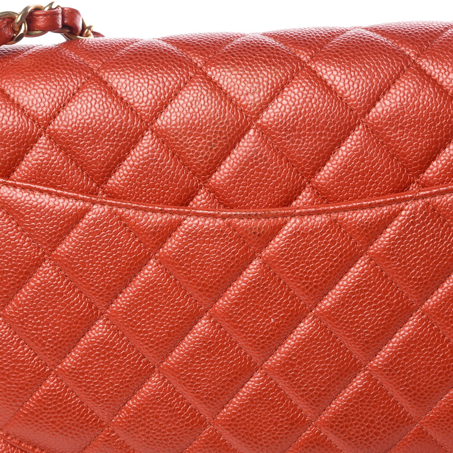 Pearly Caviar Quilted Jumbo Double Flap Orange