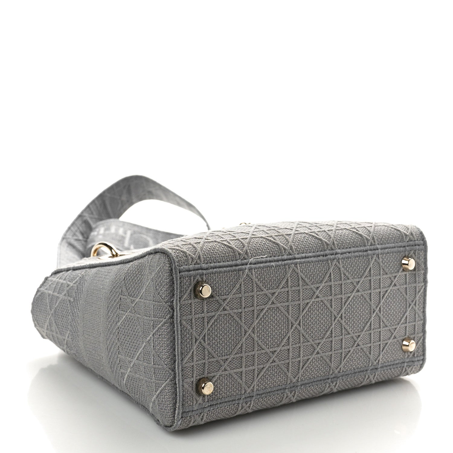 Christian Dior Canvas Embroidered Cannage Medium Lady D-Lite Gray 4 of 13
