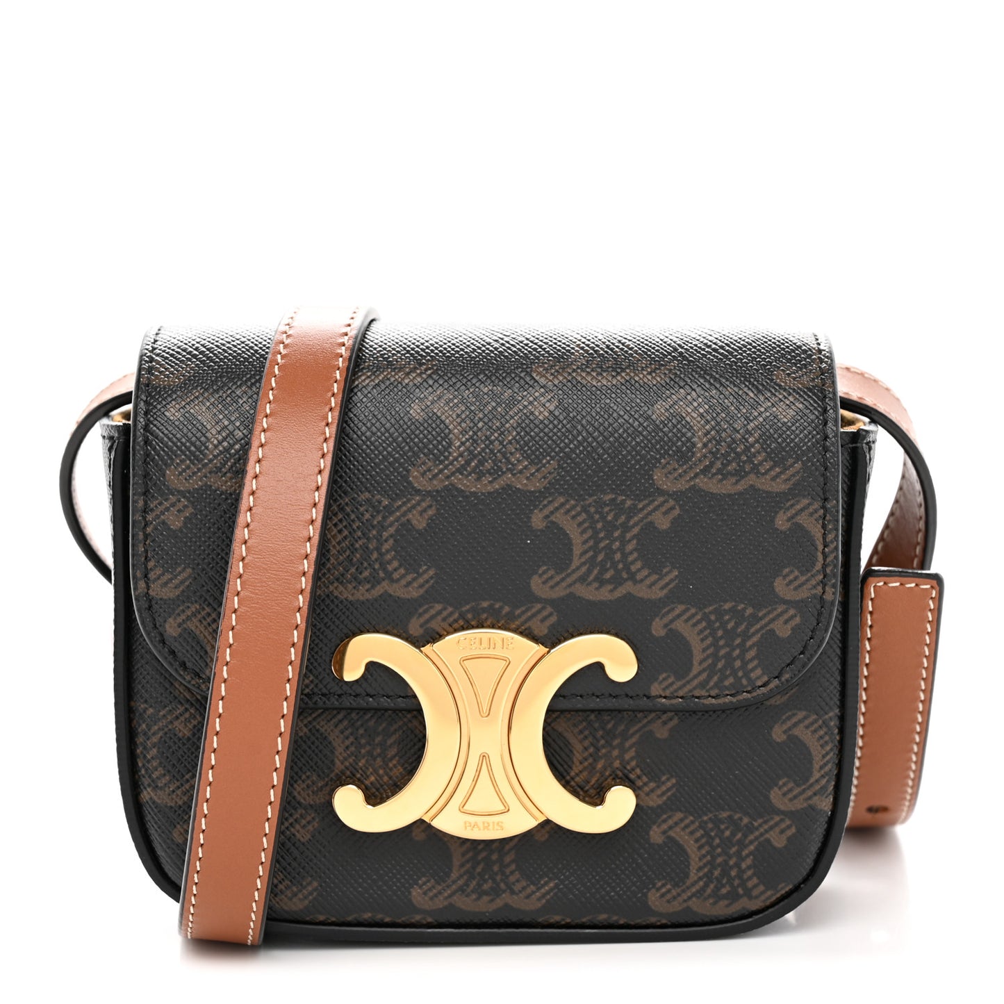 Triomphe Canvas Calfskin Mini Triomphe Tan