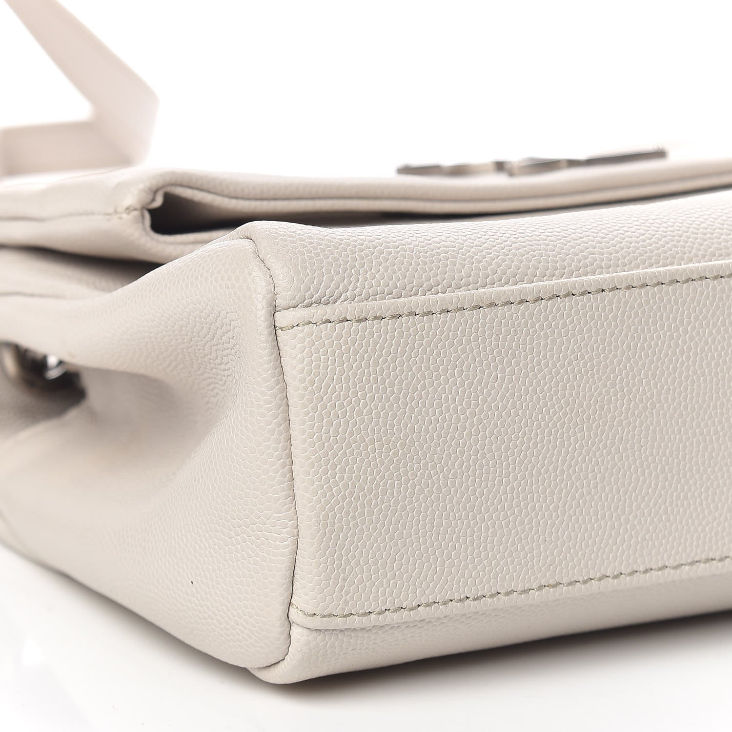 Saint Laurent Grain De Poudre Small West Hollywood Monogram Fold-Over Bag Pearl White 6 of 12