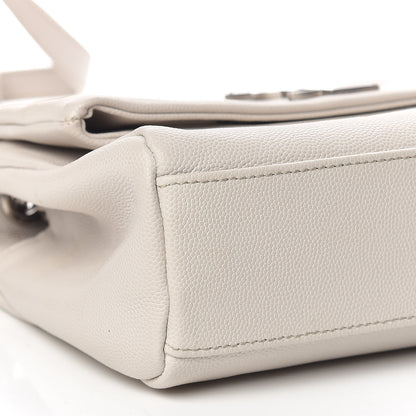 Saint Laurent Grain De Poudre Small West Hollywood Monogram Fold-Over Bag Pearl White 6 of 12