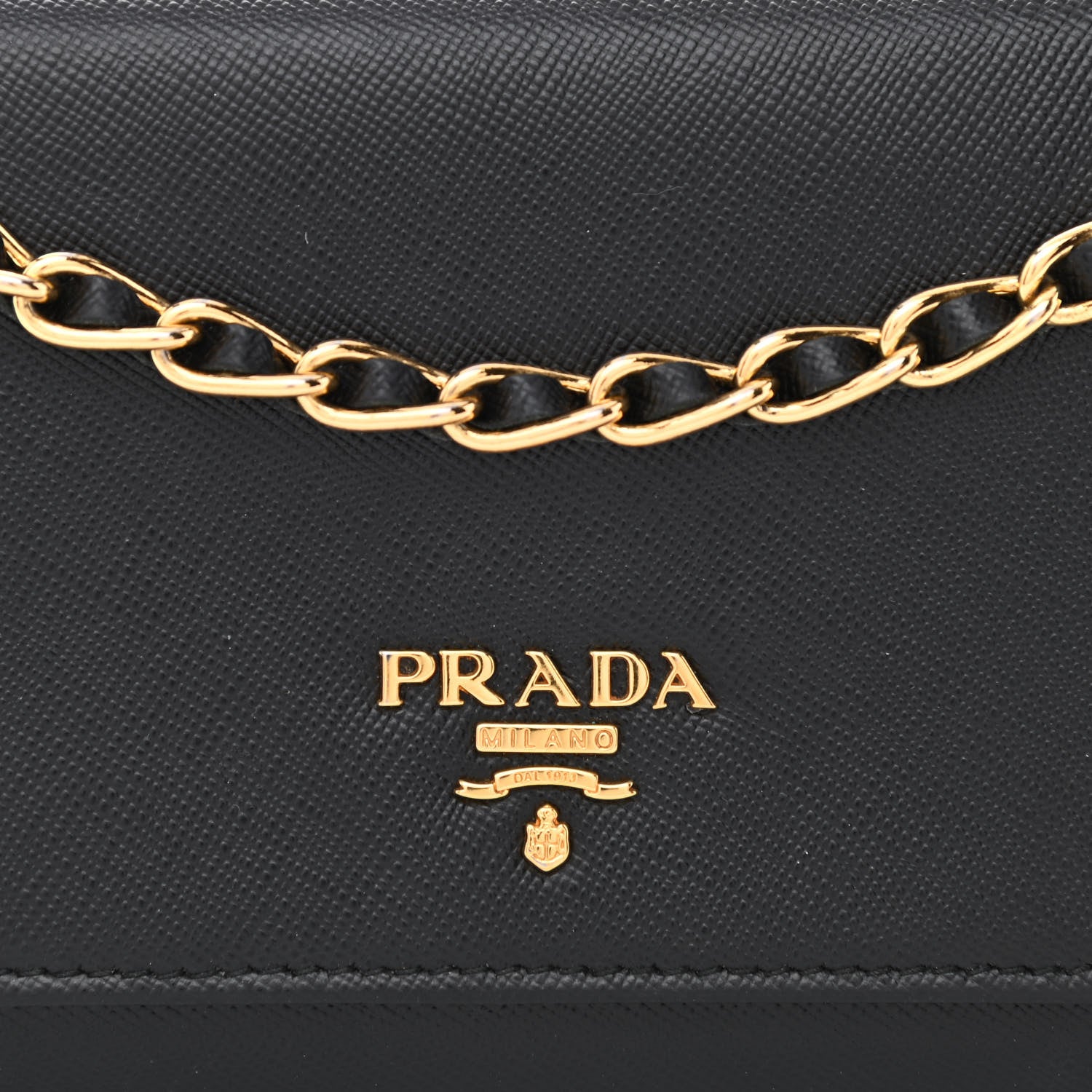 Prada Saffiano Metal Oro Chain Wallet Black 9 of 12