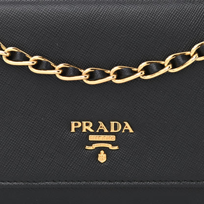 Prada Saffiano Metal Oro Chain Wallet Black 9 of 12