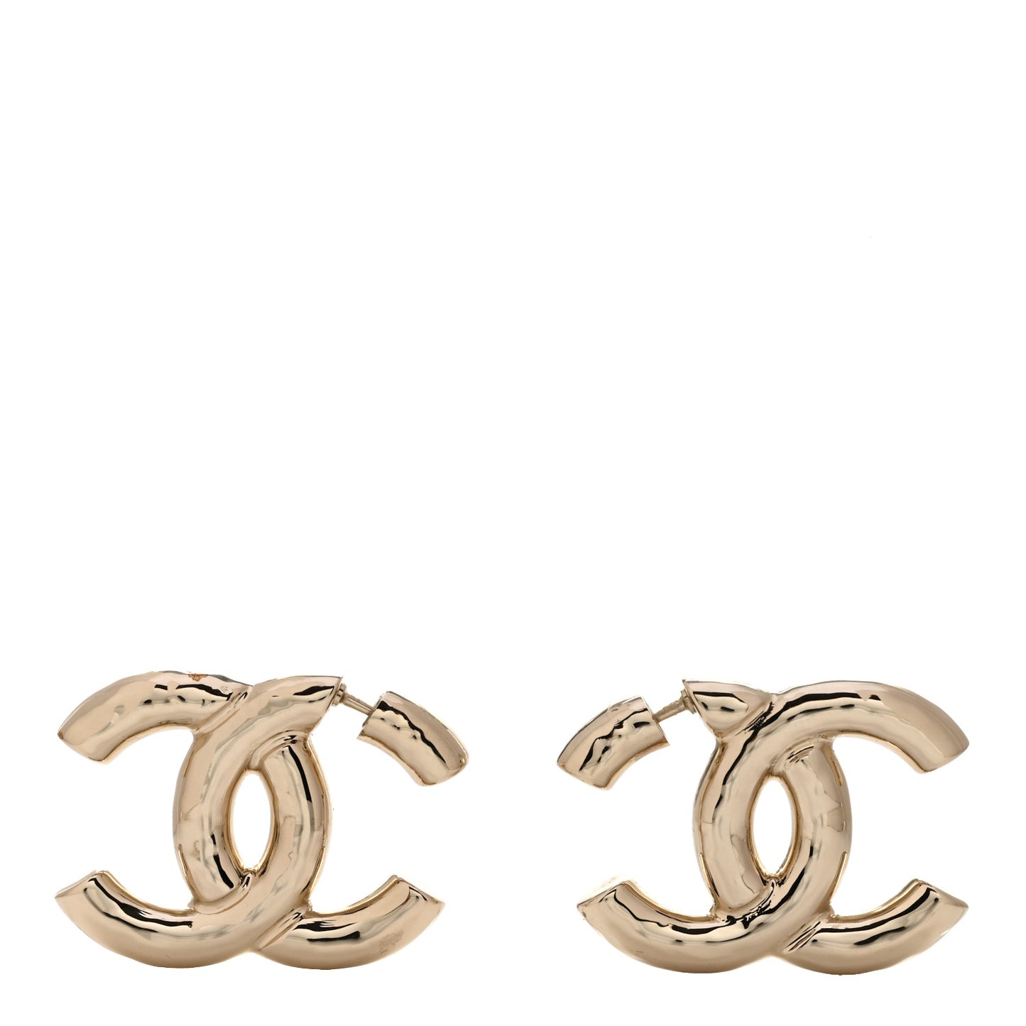 Metal Large CC Earrings Light Gold
