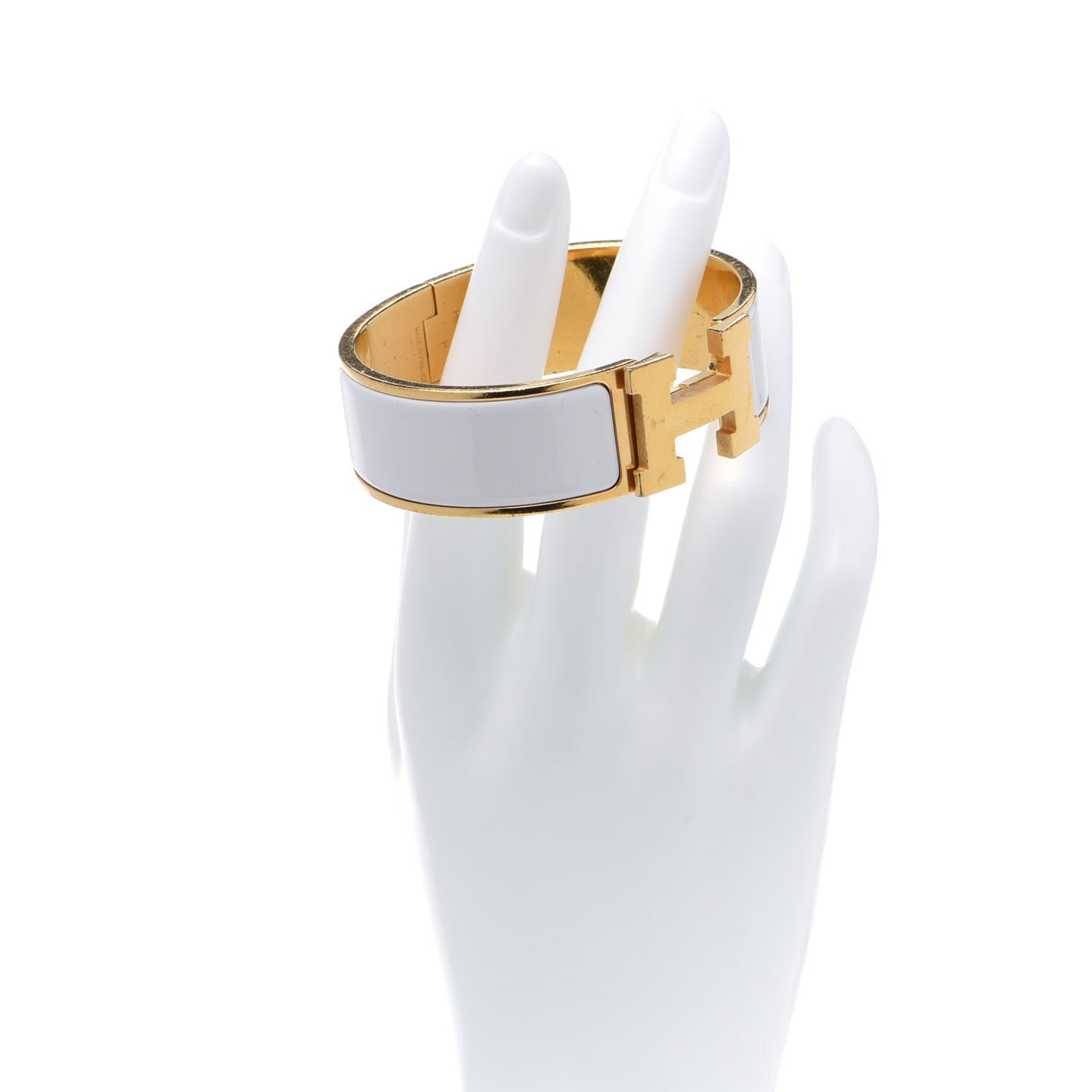 Enamel Wide Clic Clac H Bracelet PM White