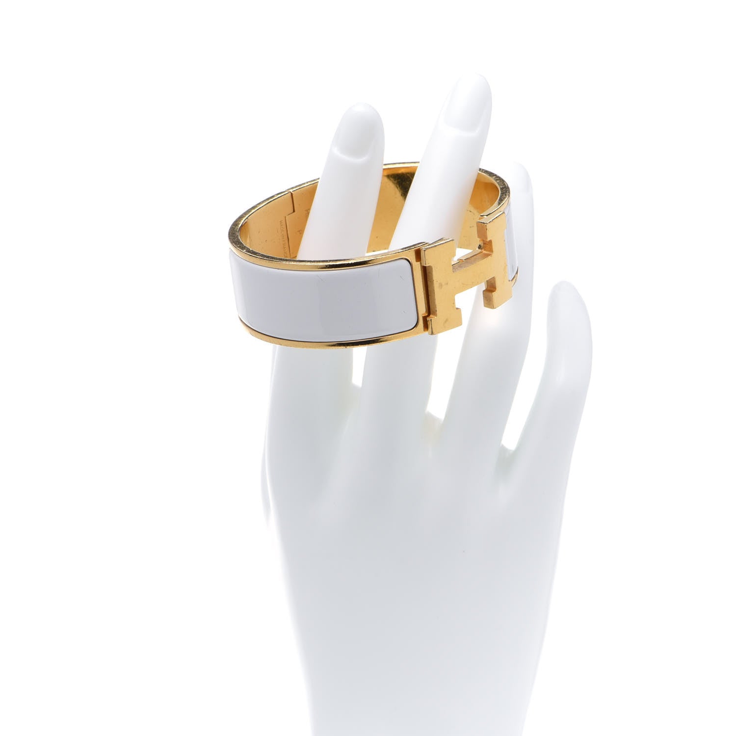 Hermes Enamel Wide Clic Clac H Bracelet PM White 2 of 10