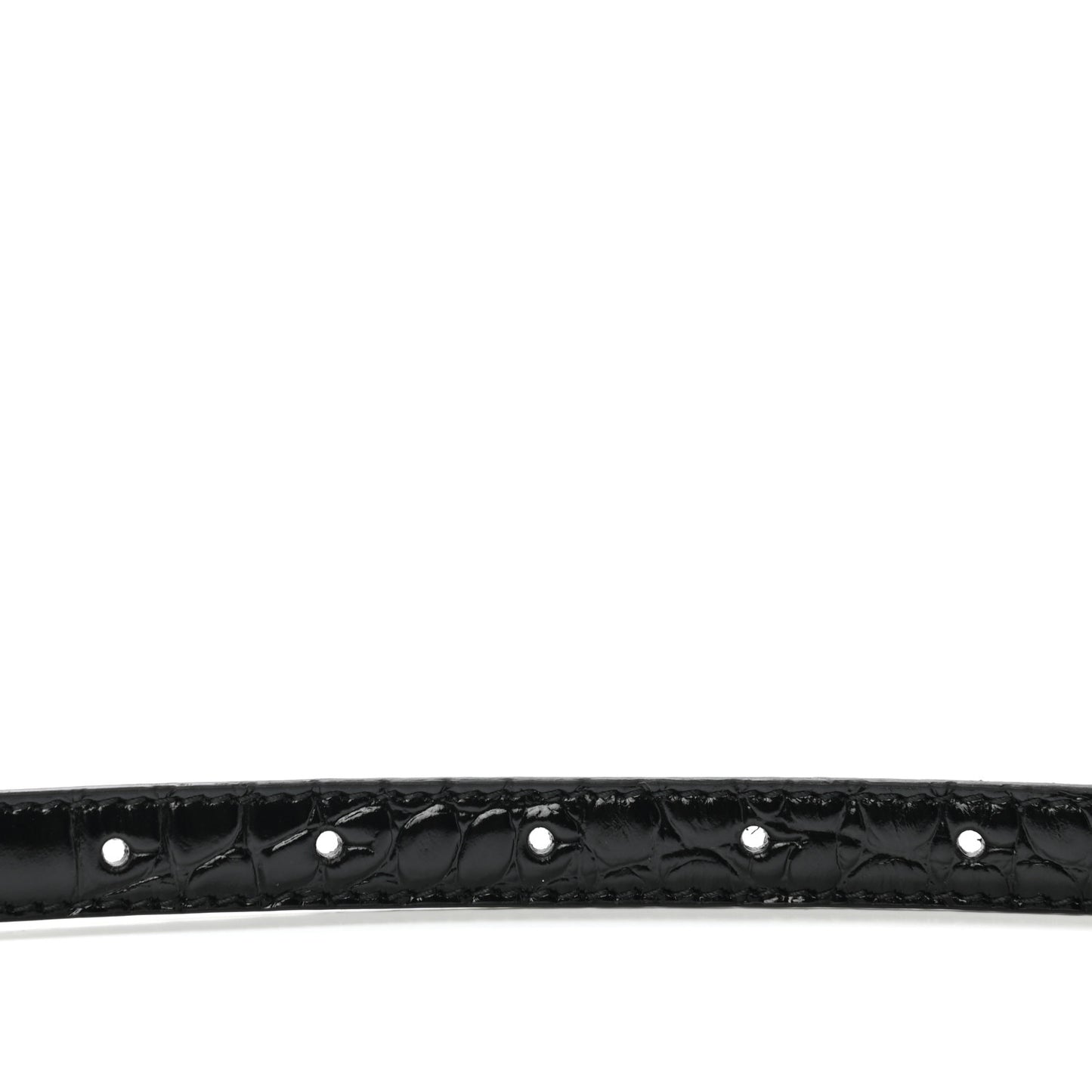 Shiny Calfskin Crocodile Embossed BB 15mm Thin Belt 75 30 Black