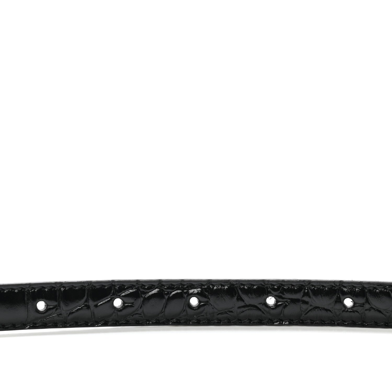 Balenciaga Shiny Calfskin Crocodile Embossed BB 15mm Thin Belt 75 30 Black 7 of 8