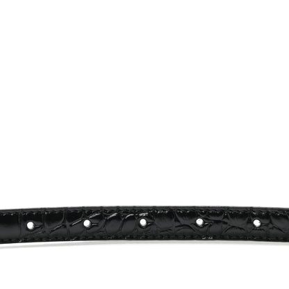 Balenciaga Shiny Calfskin Crocodile Embossed BB 15mm Thin Belt 75 30 Black 7 of 8