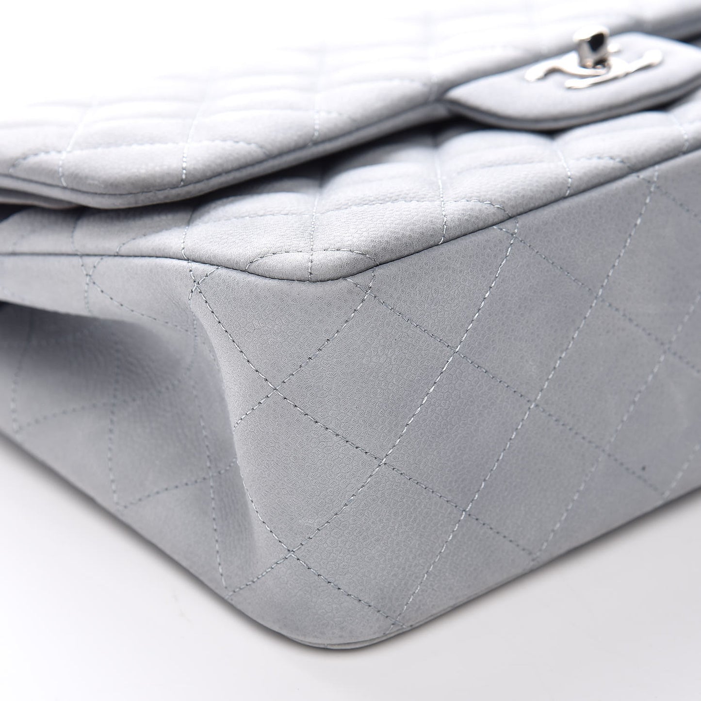 Iridescent Caviar Jumbo Double Flap Light Blue