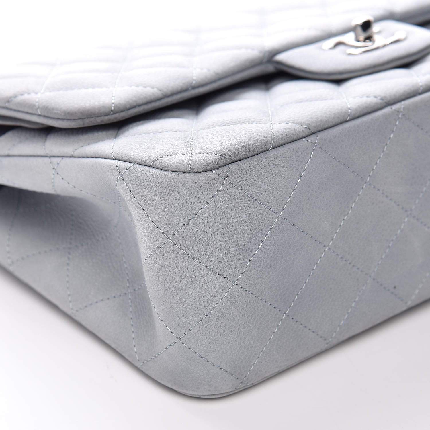 Chanel Iridescent Caviar Jumbo Double Flap Light Blue 6 of 10