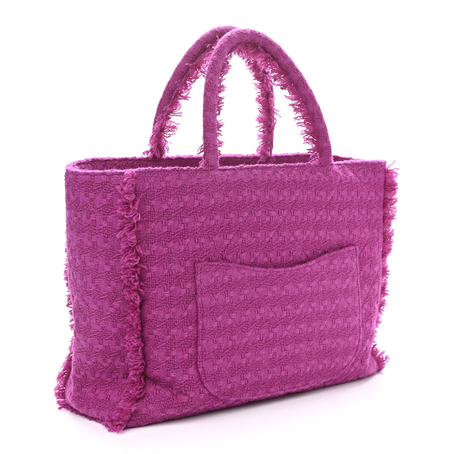 Chanel Wool Tweed Large Zipped Shopping Tote Magenta 3 of 11