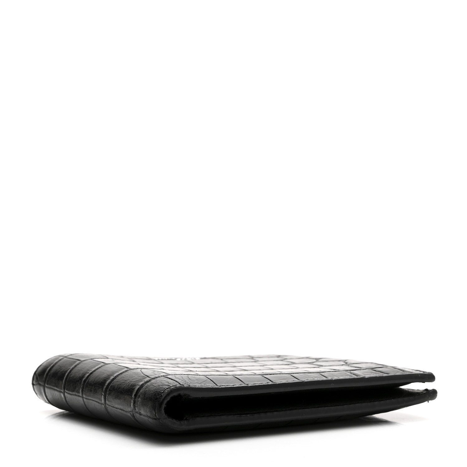 Saint Laurent Calfskin Crocodile Embossed Paris East West Wallet Black 3 of 6