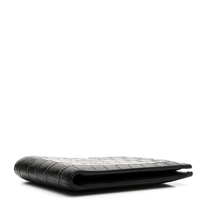 Saint Laurent Calfskin Crocodile Embossed Paris East West Wallet Black 3 of 6