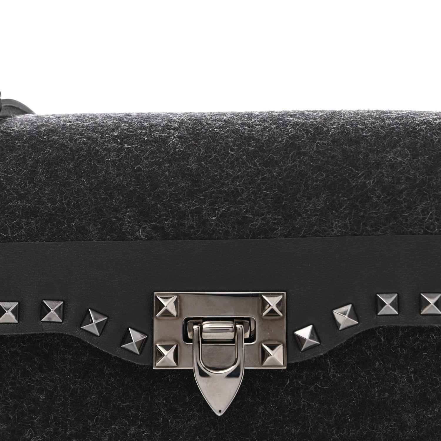 Valentino Garavani Wool Calfskin Medium Rockstud Flip Lock Crossbody Bag Black 7 of 9