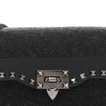 Valentino Garavani Wool Calfskin Medium Rockstud Flip Lock Crossbody Bag Black 7 of 9