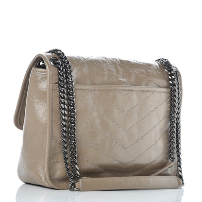 Saint Laurent Crinkled Calfskin Matelasse Monogram Medium Niki Chain Satchel Light Taupe 3 of 11