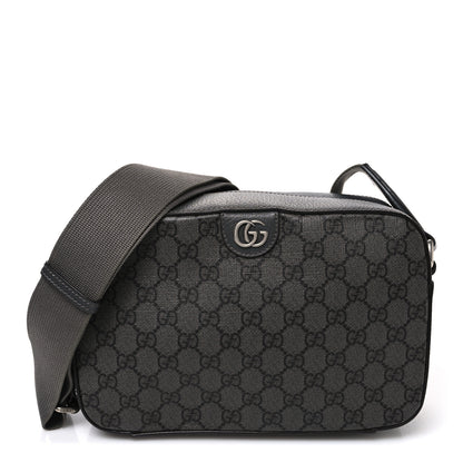 Gucci GG Supreme Monogram Textured Dollar Calfskin Ophidia Shoulder Bag Grey Black Graphite Grey 1 of 10