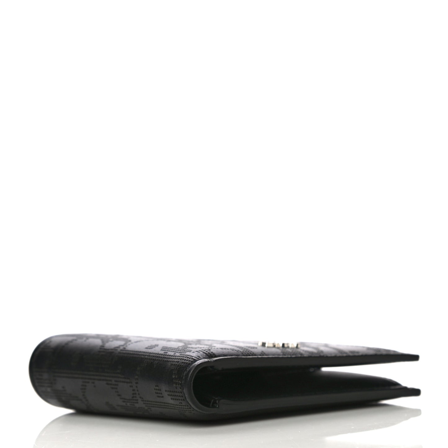Calfskin Perforated Oblique Bi-Fold Do Galaxy Wallet Black