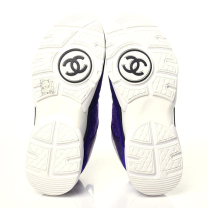 Chanel Suede Tweed Felt CC Sneakers 39 Purple 7 of 10