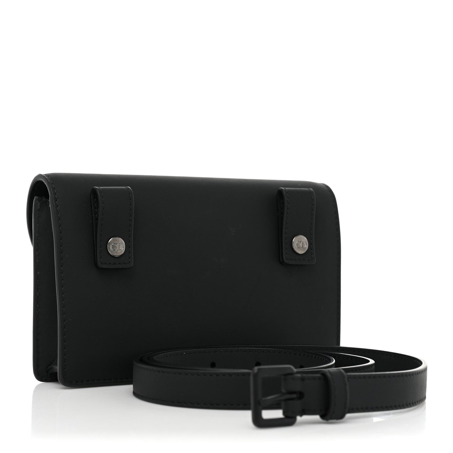 Ultra Matte Calfskin Saddle Belt Bag Black