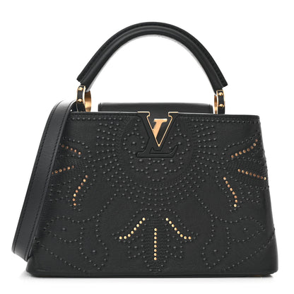 Louis Vuitton Calfskin Studded Flower Capucines BB  Black 1 of 10