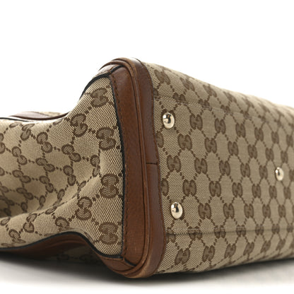 Gucci Monogram Cellarius Calfskin Medium Bella Tote Beige Ebony Cuir 9 of 12