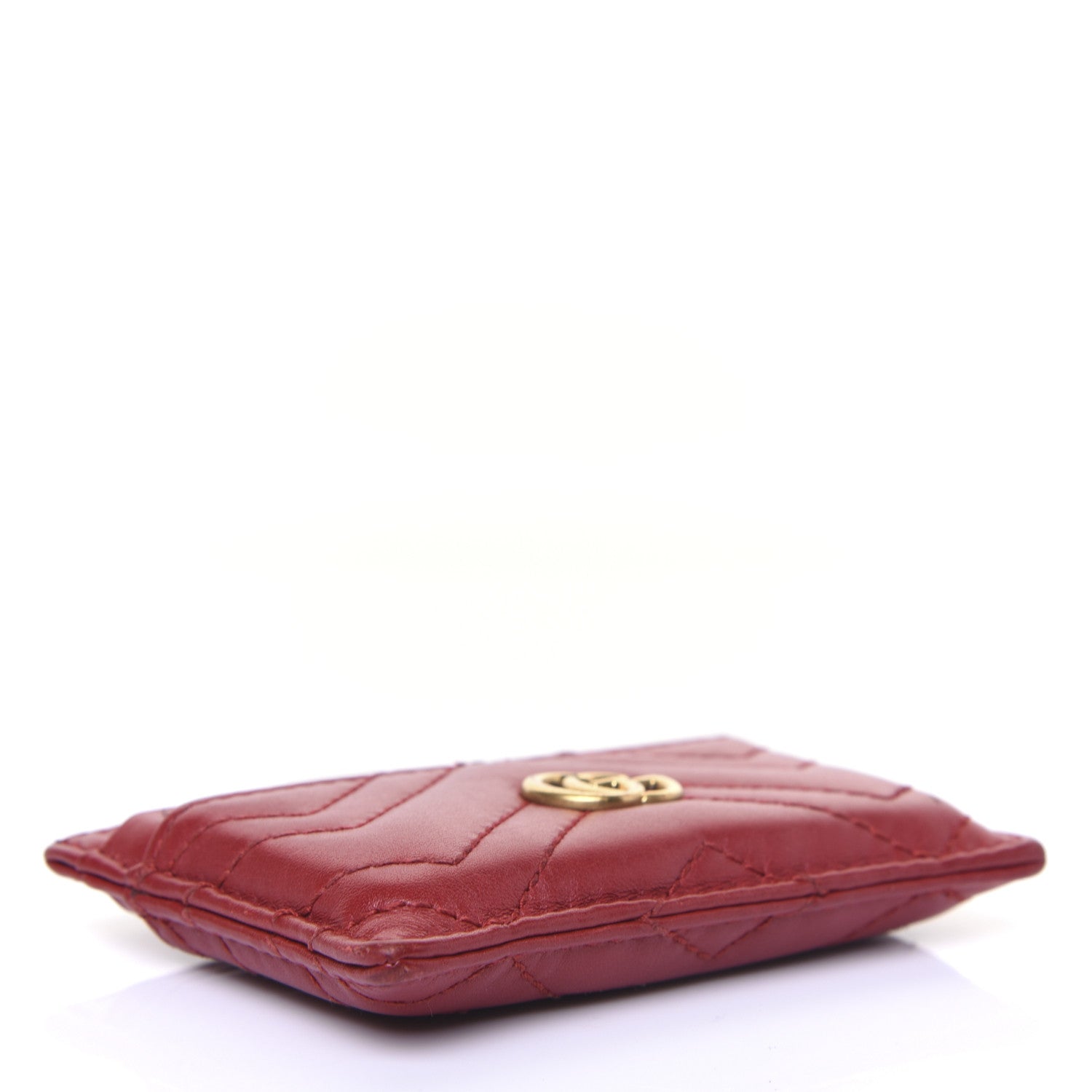 Gucci Calfskin Matelasse GG Marmont Card Holder Hibiscus Red 4 of 13