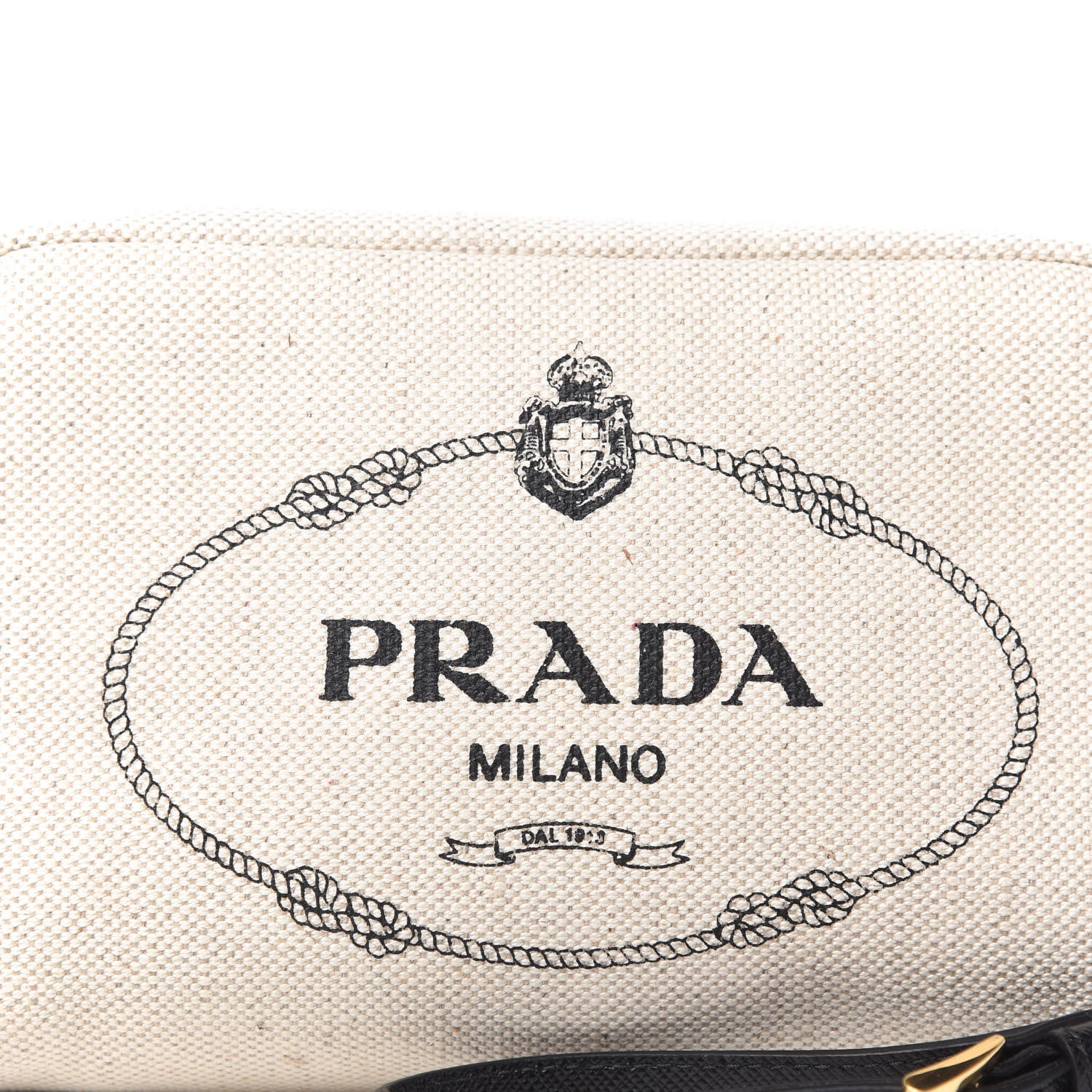 Prada Canvas Saffiano Necessaire Wristlet Pouch Naturale Black 10 of 10