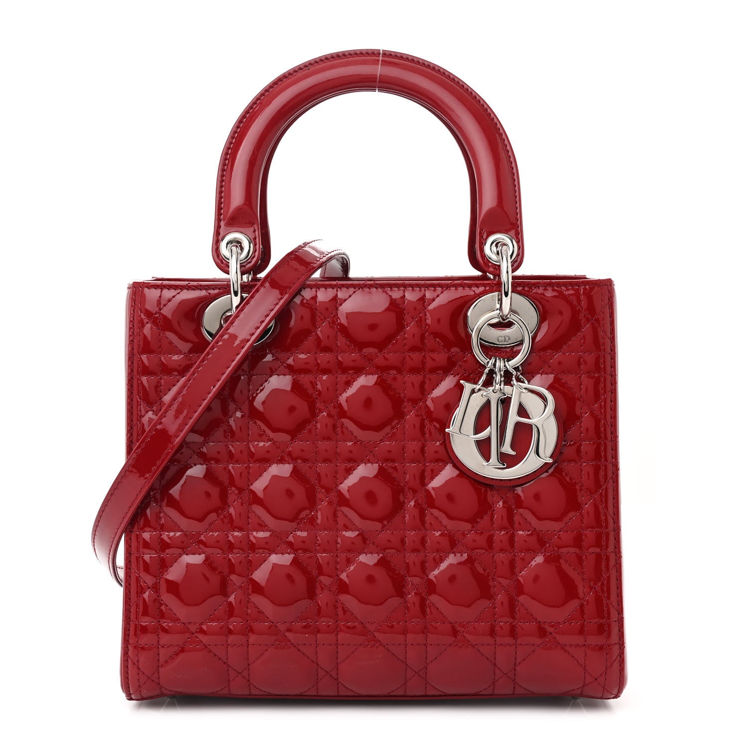 Christian Dior Patent Cannage Medium Lady Dior Red 1 of 10