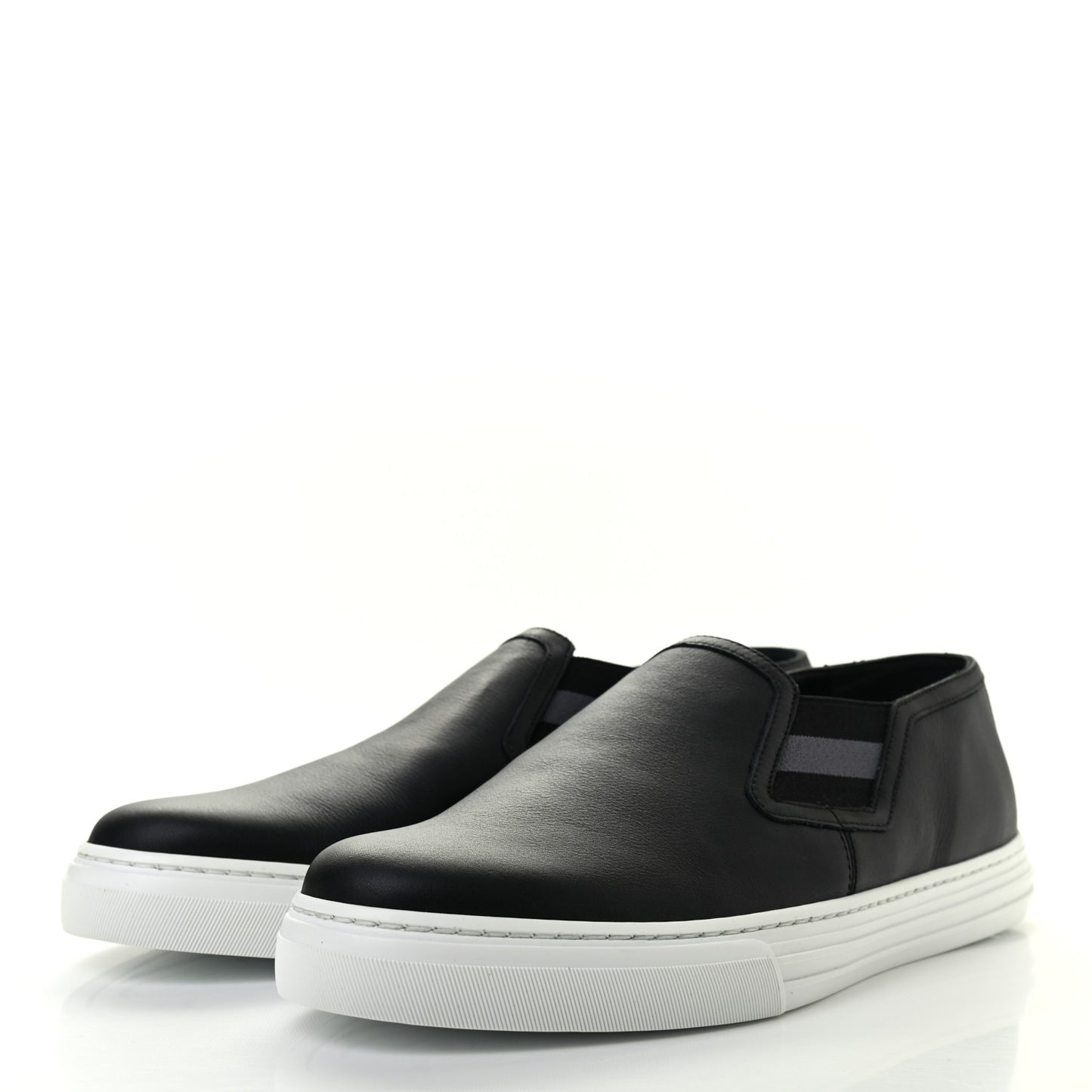 Soft Calfskin Mens Slip On Sneakers 8 Black