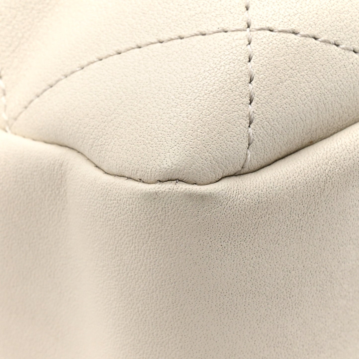 Calfskin Quilted Drawstring Bucket Bag White