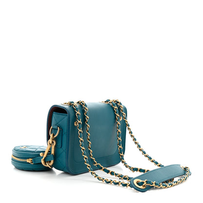Chanel Calfskin Quilted Multi Pouching Flap And Coin Purse Blue 3 of 10