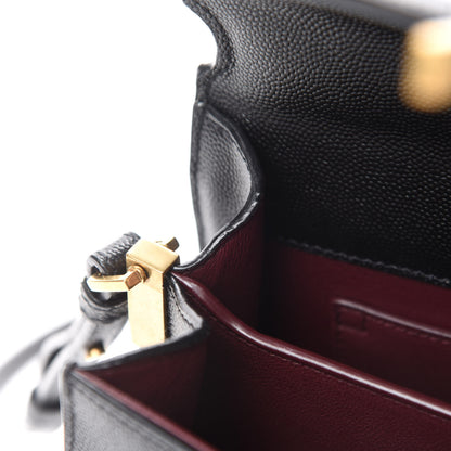 Saint Laurent Grain de Poudre Mini Classic Monogram Cassandra Top Handle Black Rouge Legion 9 of 12