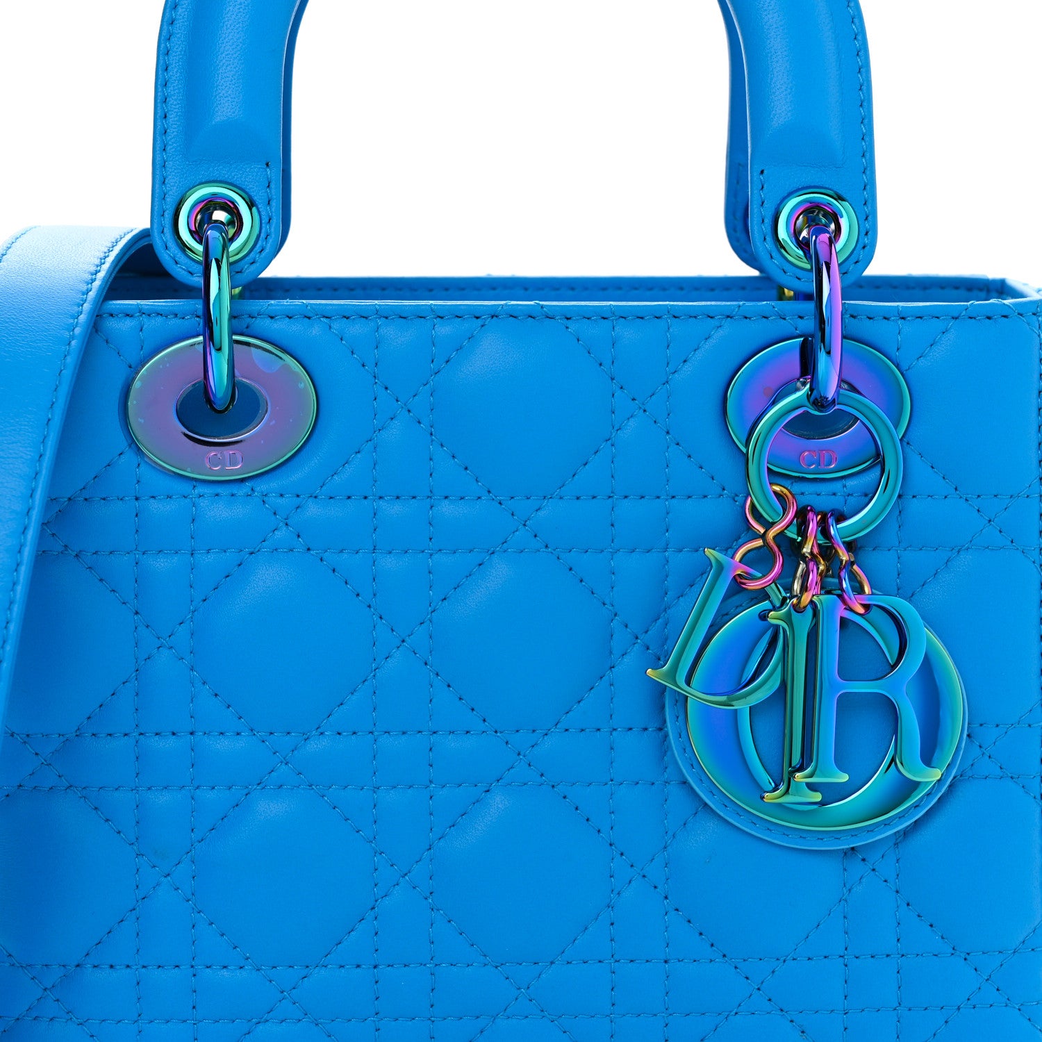 Christian Dior Lambskin Cannage Small Lady Dior Bright Blue 8 of 11