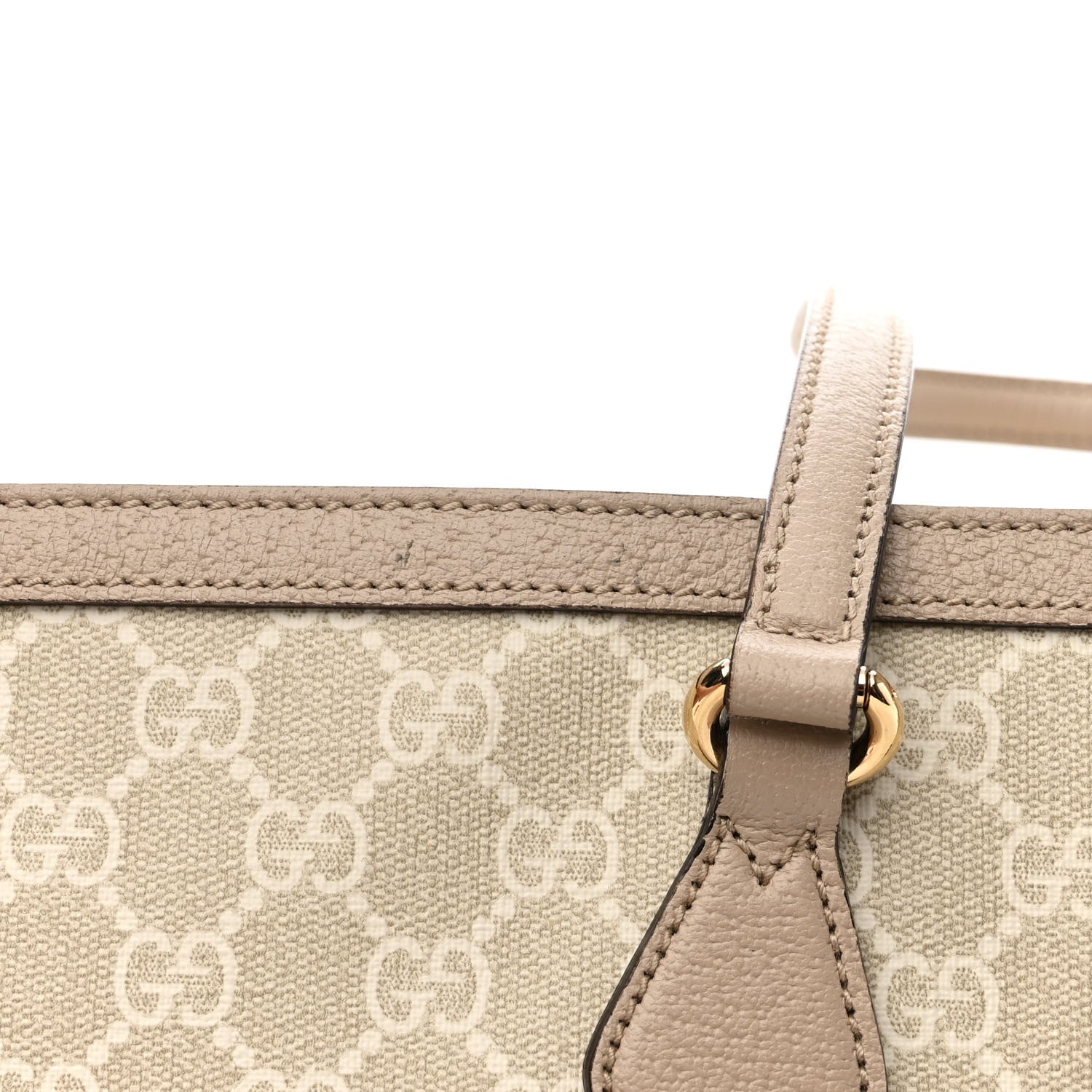 Gucci GG Supreme Monogram Textured Dollar Calfskin Web Medium Ophidia Shopping Tote Beige Mystic White Oatmeal 11 of 11