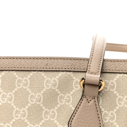 Gucci GG Supreme Monogram Textured Dollar Calfskin Web Medium Ophidia Shopping Tote Beige Mystic White Oatmeal 11 of 11
