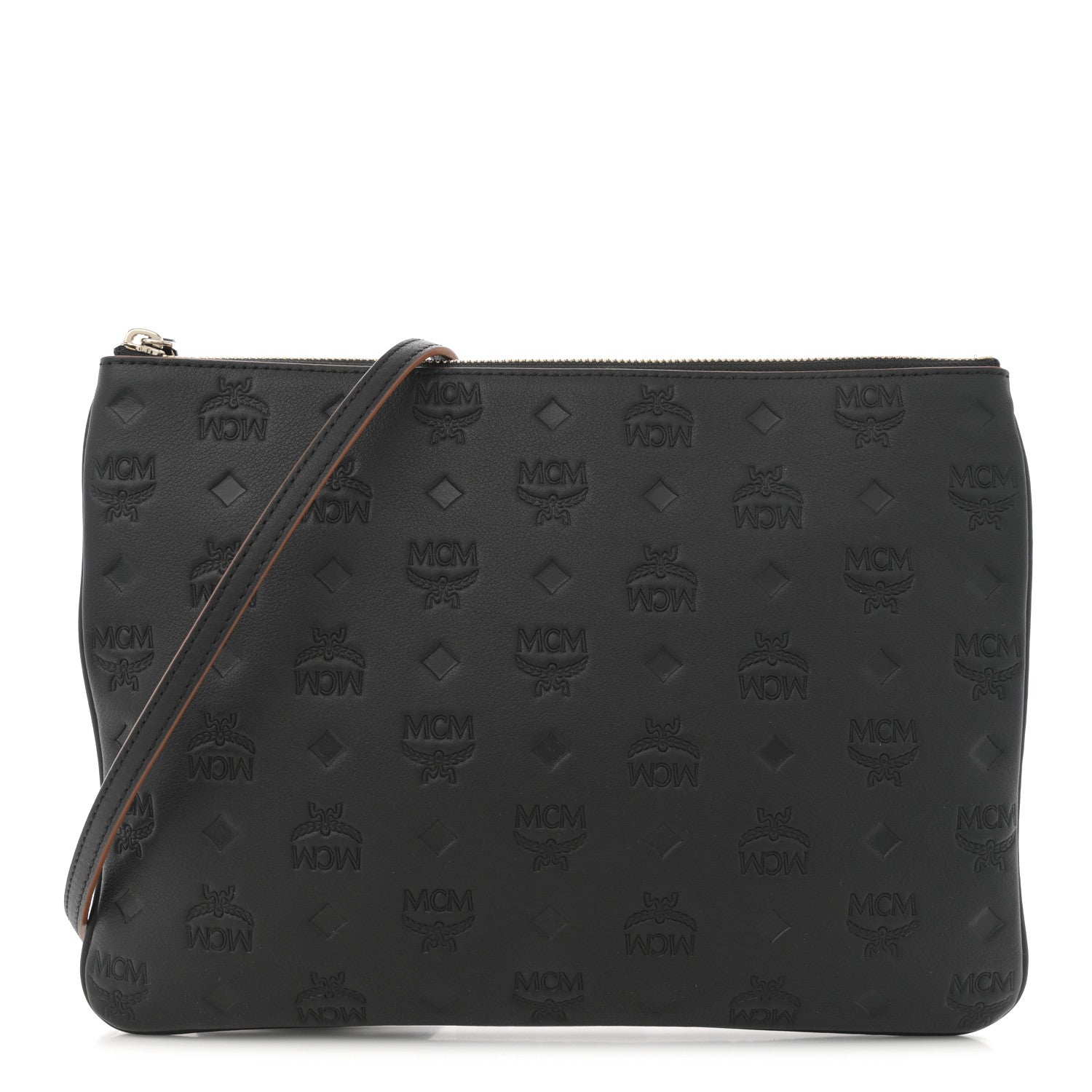 MCM Calfskin Monogram Klara Crossbody Pouch Black 1 of 9
