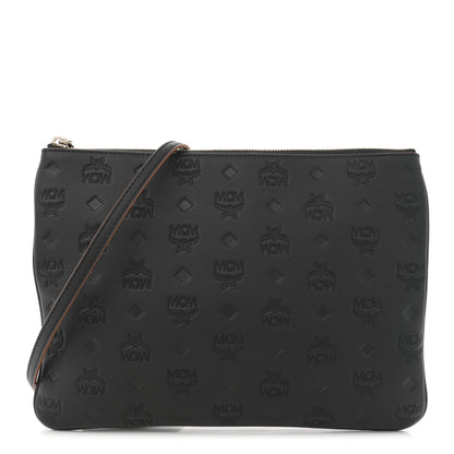MCM Calfskin Monogram Klara Crossbody Pouch Black 1 of 9
