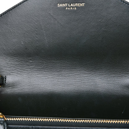 Saint Laurent Snakeskin Monogram Envelope Chain Wallet Dark Green 11 of 13