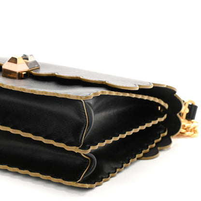 Fendi Vitello Liberty Scalloped Studded Kan I Shoulder Bag Black 8 of 8