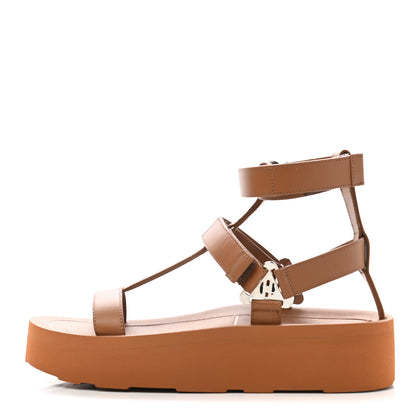 Hermes Calfskin Womens Enid Sandals 38.5 Naturel 1 of 14