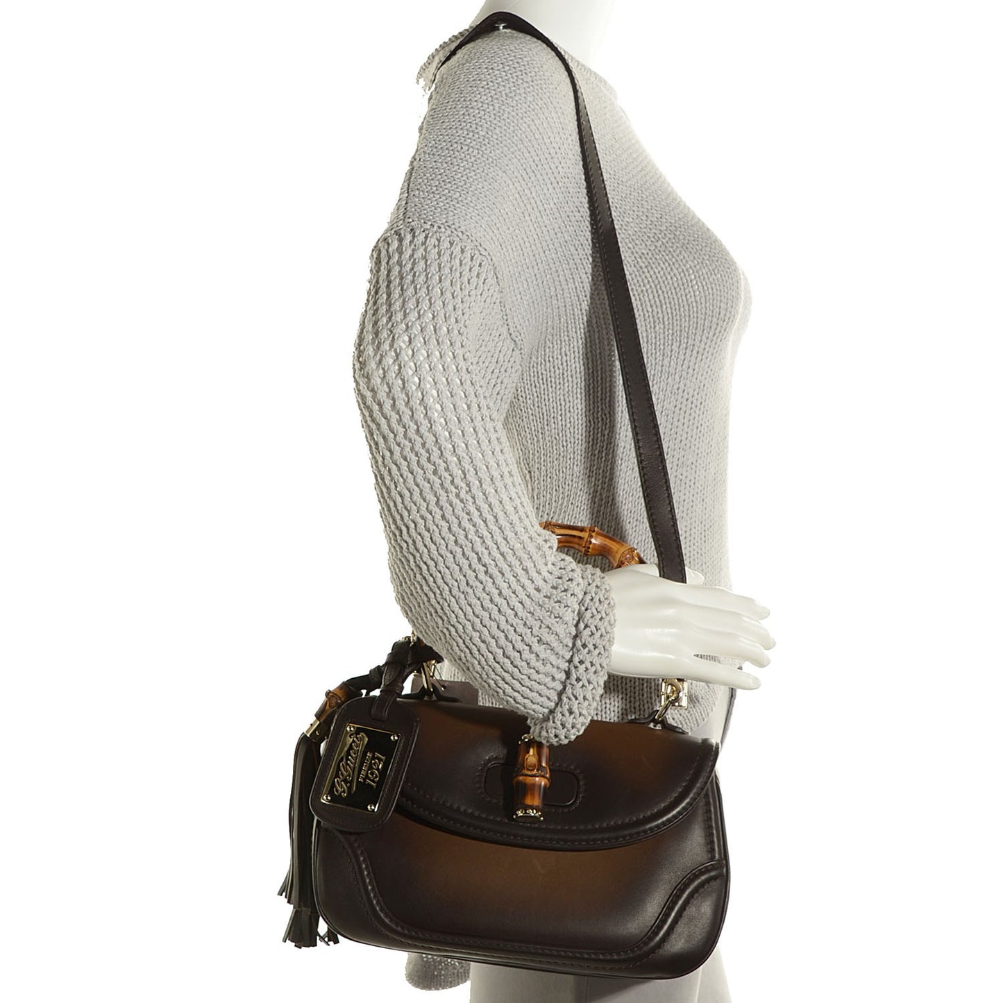 Saddle Soft Calfskin Sfumato Small New Bamboo Top Handle Bag Winter Leaf
