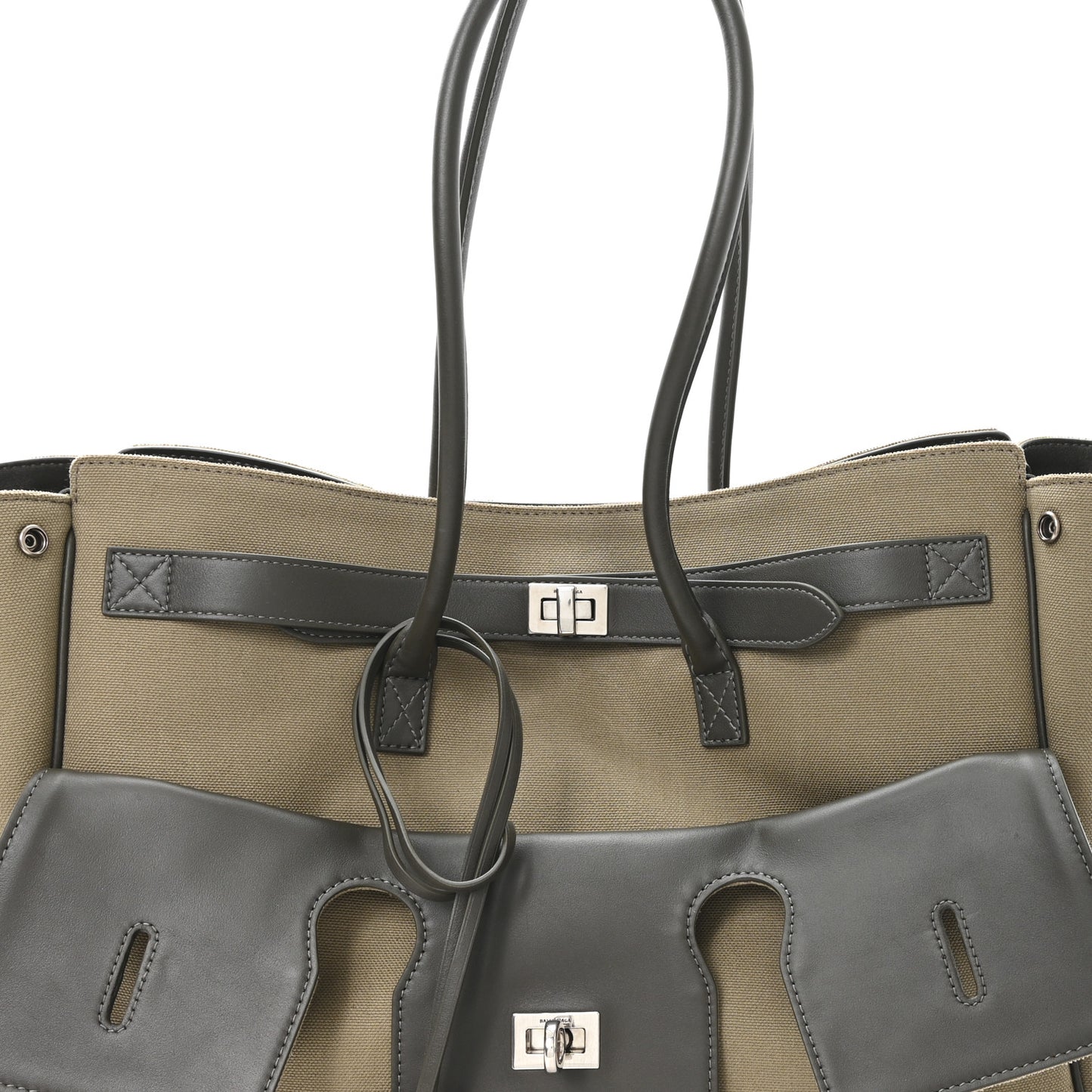Canvas Smooth Calfskin Medium Bel Air Carry All Bag Khaki