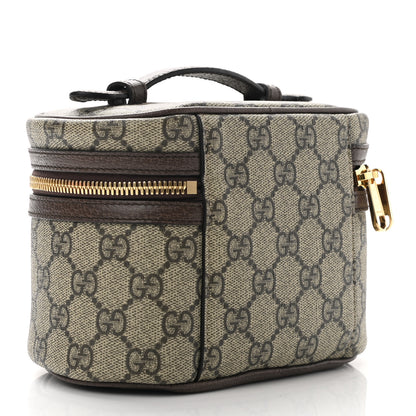 Gucci GG Supreme Monogram Textured Calfskin Web Ophidia Vanity Cosmetic Case Beige Ebony New Acero 3 of 8
